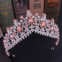 Fashion Water Droplets Crown Alloy Hollow Out Inlay Rhinestones Crown 1 Piece main image 1