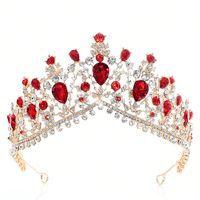 Fashion Water Droplets Crown Alloy Hollow Out Inlay Rhinestones Crown 1 Piece sku image 3