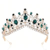 Fashion Water Droplets Crown Alloy Hollow Out Inlay Rhinestones Crown 1 Piece sku image 5