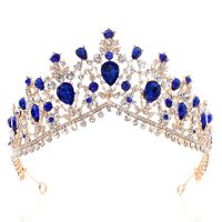 Fashion Water Droplets Crown Alloy Hollow Out Inlay Rhinestones Crown 1 Piece sku image 4