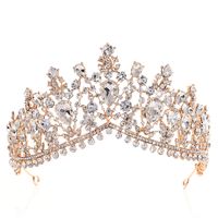 Fashion Water Droplets Crown Alloy Hollow Out Inlay Rhinestones Crown 1 Piece sku image 2