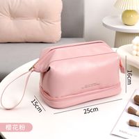 Women's Medium All Seasons Pu Leather Canvas Letter Solid Color Fashion Pillow Shape Zipper Cosmetic Bag sku image 6