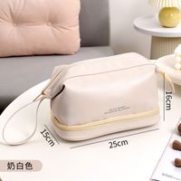 Women's Medium All Seasons Pu Leather Canvas Letter Solid Color Fashion Pillow Shape Zipper Cosmetic Bag sku image 7