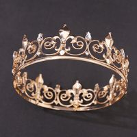 Fashion Crown Alloy Inlay Artificial Gemstones Crown 1 Piece sku image 2