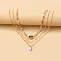 Fashion Square Water Droplets Artificial Gemstones Alloy Wholesale Pendant Necklace sku image 7