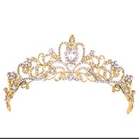 Simple Style Water Droplets Alloy Inlay Rhinestones Crown 1 Piece main image 2