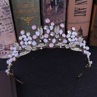 Fashion Leaf Alloy Inlay Rhinestones Crown 1 Piece main image 4