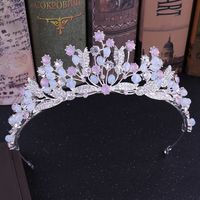 Fashion Leaf Alloy Inlay Rhinestones Crown 1 Piece main image 6