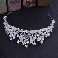 Fashion Leaf Alloy Inlay Rhinestones Crown 1 Piece sku image 1