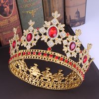 Fashion Round Alloy Inlay Rhinestones Crown 1 Piece main image 1