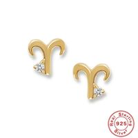 Simple Style Constellation Sterling Silver Inlay Zircon Ear Studs 1 Pair sku image 11