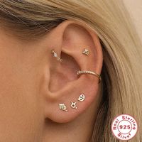 Simple Style Constellation Sterling Silver Inlay Zircon Ear Studs 1 Pair main image 4