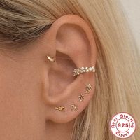 Simple Style Constellation Sterling Silver Inlay Zircon Ear Studs 1 Pair main image 2