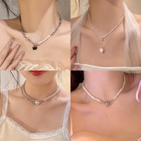 1 Piece Fashion Heart Shape Flower Imitation Pearl Plating Women's Necklace main image 3