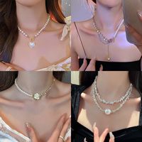 1 Piece Fashion Heart Shape Flower Imitation Pearl Plating Women's Necklace main image 5