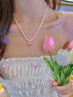 1 Piece Fashion Heart Shape Flower Imitation Pearl Plating Women's Necklace sku image 12