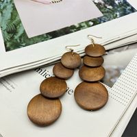 1 Pair Ethnic Style Circle Stoving Varnish Wood Drop Earrings main image 3