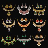 1 Set Retro Water Droplets Alloy Plating Artificial Pearls Rhinestones Women's Earrings Necklace main image 1
