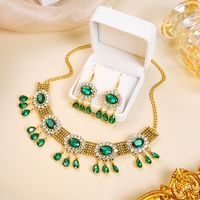 1 Set Retro Water Droplets Alloy Plating Artificial Pearls Rhinestones Women's Earrings Necklace main image 5