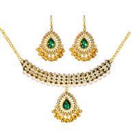 1 Set Retro Water Droplets Alloy Plating Artificial Pearls Rhinestones Women's Earrings Necklace main image 4