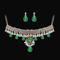 1 Set Retro Water Droplets Alloy Plating Artificial Pearls Rhinestones Women's Earrings Necklace sku image 3