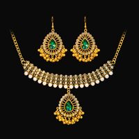 1 Set Retro Water Droplets Alloy Plating Artificial Pearls Rhinestones Women's Earrings Necklace sku image 13
