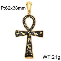1 Piece Fashion Cross Titanium Steel Plating 18k Gold Plated Men's Pendant Necklace sku image 2