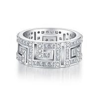 Fashion Rectangle Silver Plating Inlay Zircon Rings 1 Piece main image 2