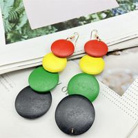 1 Pair Ethnic Style Circle Stoving Varnish Wood Drop Earrings main image 5