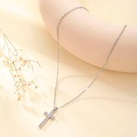 Hip-hop Cross Alloy Plating Rhinestone Pendant Necklace 1 Piece main image 5