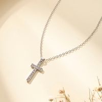 Hip-hop Cross Alloy Plating Rhinestone Pendant Necklace 1 Piece main image 7