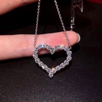 Fashion Heart Shape Copper Plating Zircon Pendant Necklace main image 2