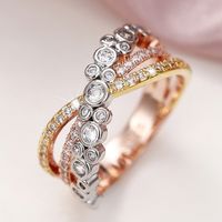 Shiny Round Color Block Copper Inlay Zircon Rings 1 Piece sku image 5