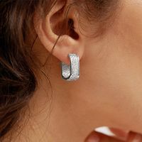 Shiny U Shape Copper Inlay Zircon Earrings 1 Pair main image 2
