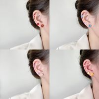 3 Pairs Sweet Flower Butterfly Bow Knot Resin Spray Paint Women's Ear Studs main image 5
