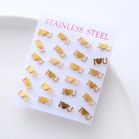 12 Pairs Simple Style Letter Heart Shape Snowflake Stainless Steel Plating Ear Studs main image 4