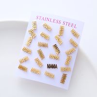 12 Pairs Simple Style Letter Heart Shape Snowflake Stainless Steel Plating Ear Studs main image 6