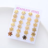 12 Pairs Simple Style Letter Heart Shape Snowflake Stainless Steel Plating Ear Studs main image 2