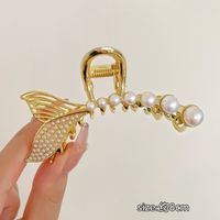 Style Simple Ours Forme De Cœur Arête De Poisson Perle D'imitation Flocage Métal Croix Croisée Strass Griffes De Cheveux 1 Pièce sku image 47