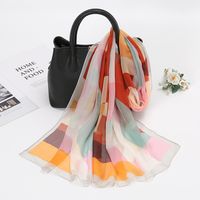 Femmes Dame Bloc De Couleur Qiao Qi Foulards De Soie main image 6