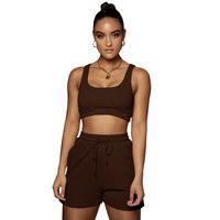 Women's Simple Style Solid Color Cotton Blend Polyester Patchwork Shorts Sets sku image 16