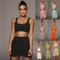 Women's Simple Style Solid Color Cotton Blend Polyester Patchwork Shorts Sets main image 1