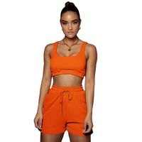 Frau Einfacher Stil Einfarbig Baumwollmischung Polyester Patchwork Shorts-sets main image 2