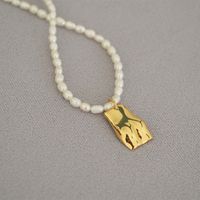 Retro Leaf Devil's Eye Heart Shape Freshwater Pearl Brass Beaded Necklace sku image 5