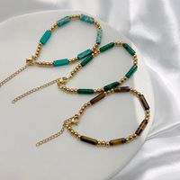 Retro Geometric Color Block Stainless Steel Natural Stone Tiger Eye Bracelets 1 Piece main image 6