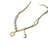 Mode Sonne Mond Rostfreier Stahl Titan Stahl Perle Überzug Aushöhlen Halskette Mit Anhänger 1 Stück main image 4