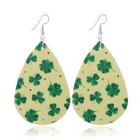 1 Pair Fashion Shamrock Water Droplets Pu Leather St. Patrick Women's Drop Earrings sku image 11