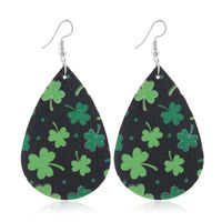 1 Pair Fashion Shamrock Water Droplets Pu Leather St. Patrick Women's Drop Earrings sku image 9