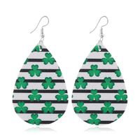 1 Pair Fashion Shamrock Water Droplets Pu Leather St. Patrick Women's Drop Earrings sku image 6