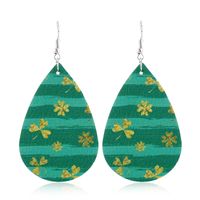 1 Pair Fashion Shamrock Water Droplets Pu Leather St. Patrick Women's Drop Earrings sku image 12